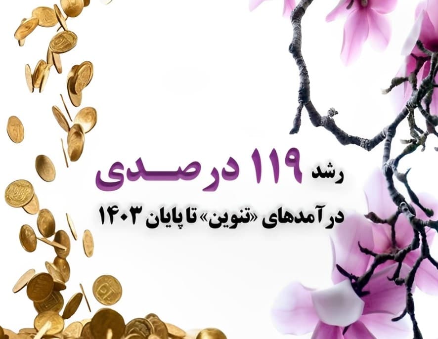 رشد ۱۱۹درصدی درآمدهای «تنوین»