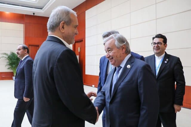 پزشکیان: ایران به دنبال حل مسئله هسته‌ای از راه‌های دیپلماتیک است/ گوترش: متقاعد شده‌ام که هدف ایران ساخت سلاح هسته‌ای نیست